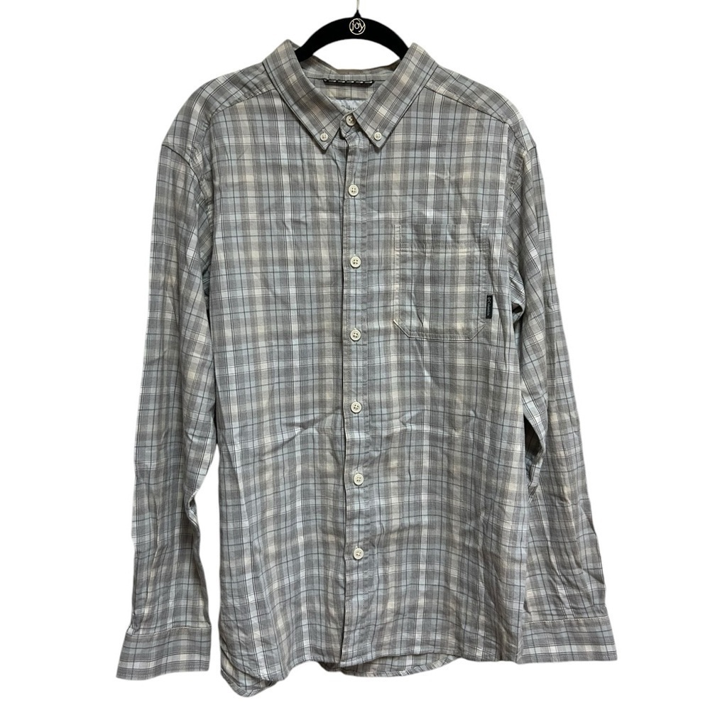 Columbia Cooper Lake Plaid Shirt Gray White size Medium Casual Button down